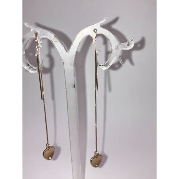 Reversible Rhinestone Puffed Heart Dangle Ear Threads 3.5" Earrings! - Picture 10 of 12